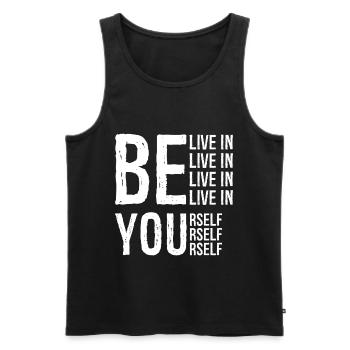 BELIVE IN YOURSELF - Männer Premium Bio Tank Top - Schwarz - Vorne - AI Model Male 178 light (178cm)