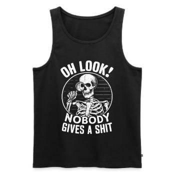 Oh Look Skeleton Nobody Cares Dark Humor Design - Men's Premium Organic Tank Top - black - Front - AI Model Male 178 light (178cm)