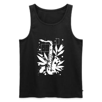 Saxophone Cartoon Look - Débardeur bio Premium Homme - noir - Devant - Michal (187cm)