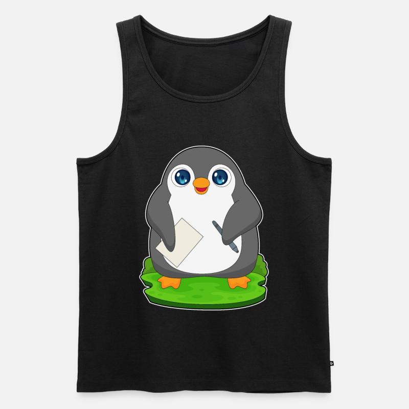 Pinguin Schüler Papier Schule - Männer Premium Bio Tank Top - Schwarz