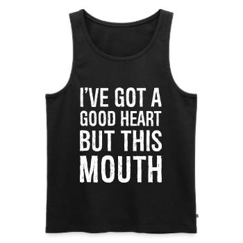 I've got a good heart but this mouth - Männer Premium Bio Tank Top - Schwarz - Vorne - AI Model Male 178 light (178cm)