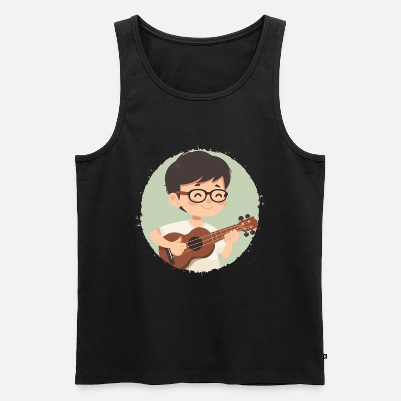 Ukulele Junge Grafik - Männer Premium Bio Tank Top - Schwarz