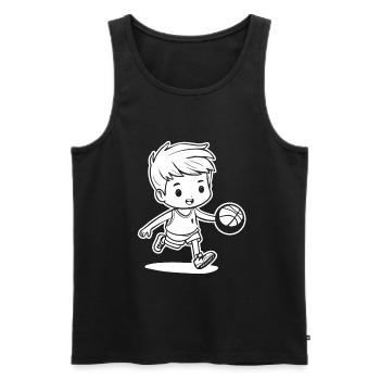 Basketball Boy Drawing - Men's Premium Organic Tank Top - black - Front - Michal (187cm)