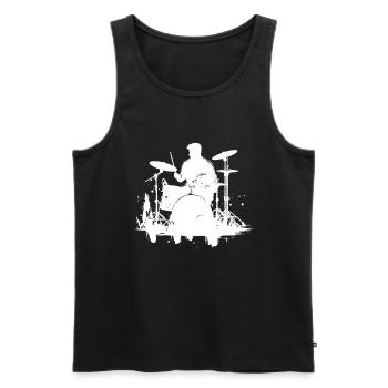 Drummer Sketch - Men's Premium Organic Tank Top - black - Front - AI Model Male 178 light (178cm)