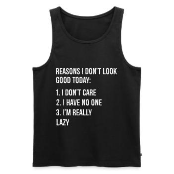 reasons I don't look good today funny shirt - Men's Premium Organic Tank Top - black - Front - AI Model Male 178 light (178cm)