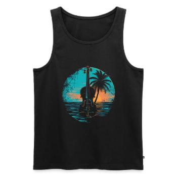 Violine Sonnenuntergang - Männer Premium Bio Tank Top - Schwarz - Vorne - Michal (187cm)