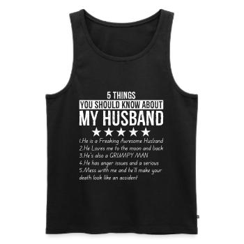 5 choses à savoir sur mon mari - Débardeur bio Premium Homme - noir - Devant - Michal (187cm)