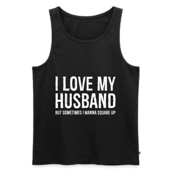 Lustige Mutter Frau Geschenk Shirt Ich liebe meinen Mann - Männer Premium Bio Tank Top - Schwarz - Vorne - AI Model Male 178 light (178cm)