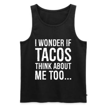 I wonder If Tacos Think about me Too funny shirt - Men's Premium Organic Tank Top - black - Front - Michal (187cm)