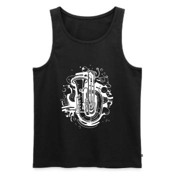 Tuba Cartoon Style - Men's Premium Organic Tank Top - black - Front - Michal (187cm)