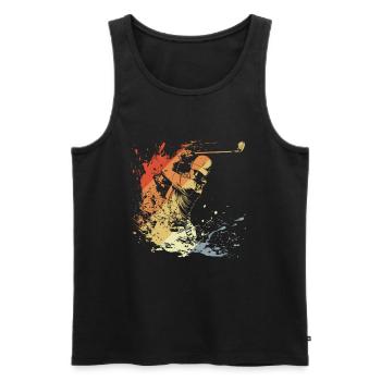 Golfspieler Retro - Männer Premium Bio Tank Top - Schwarz - Vorne - AI Model Male 178 light (178cm)