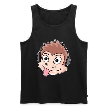Affe Kopf Tier Kopfhörer Musik - Männer Premium Bio Tank Top - Schwarz - Vorne - Michal (187cm)