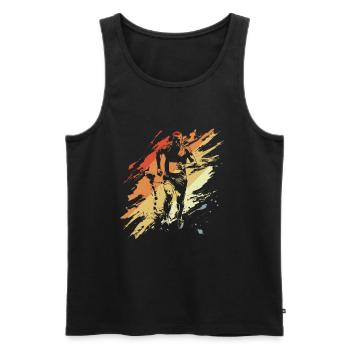 Marathon runner graphic in vintage look - Men's Premium Organic Tank Top - black - Front - Michal (187cm)