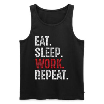 Manger Dormir Travailler Répéter - Débardeur bio Premium Homme - noir - Devant - AI Model Male 178 light (178cm)