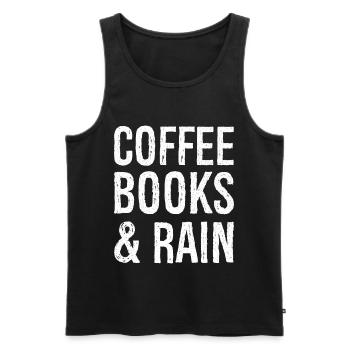 coffee books rain - Men's Premium Organic Tank Top - black - Front - AI Model Male 178 light (178cm)