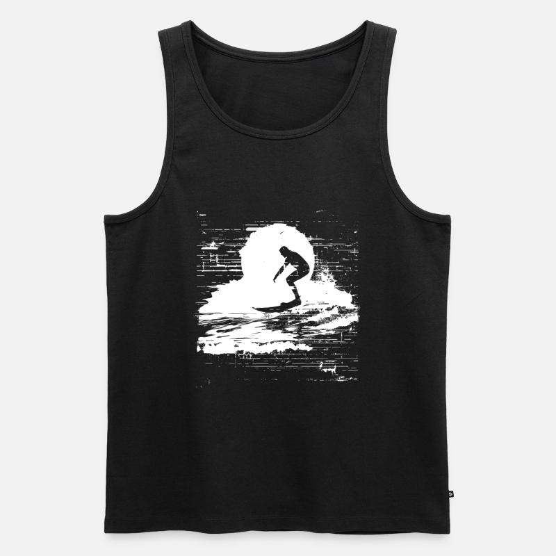 Surfing Skizze - Männer Premium Bio Tank Top - Schwarz