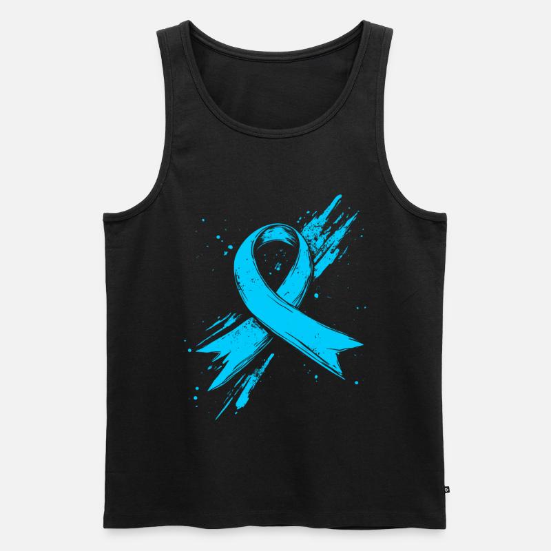 Prostata Krebs Bewusstein Schleife Hellblau - Männer Premium Bio Tank Top - Schwarz