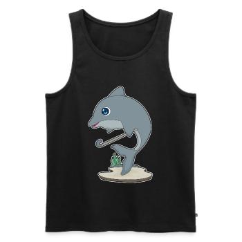 Dolphin Bâton de hockey sur gazon - Débardeur bio Premium Homme - noir - Devant - AI Model Male 178 light (178cm)