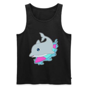 Dolphin Surfing Surfboard Summer - Men's Premium Organic Tank Top - black - Front - Michal (187cm)