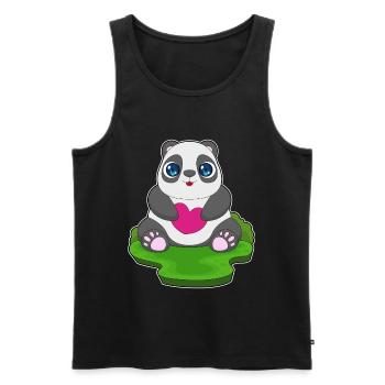 Panda Herz - Männer Premium Bio Tank Top - Schwarz - Vorne - AI Model Male 178 light (178cm)
