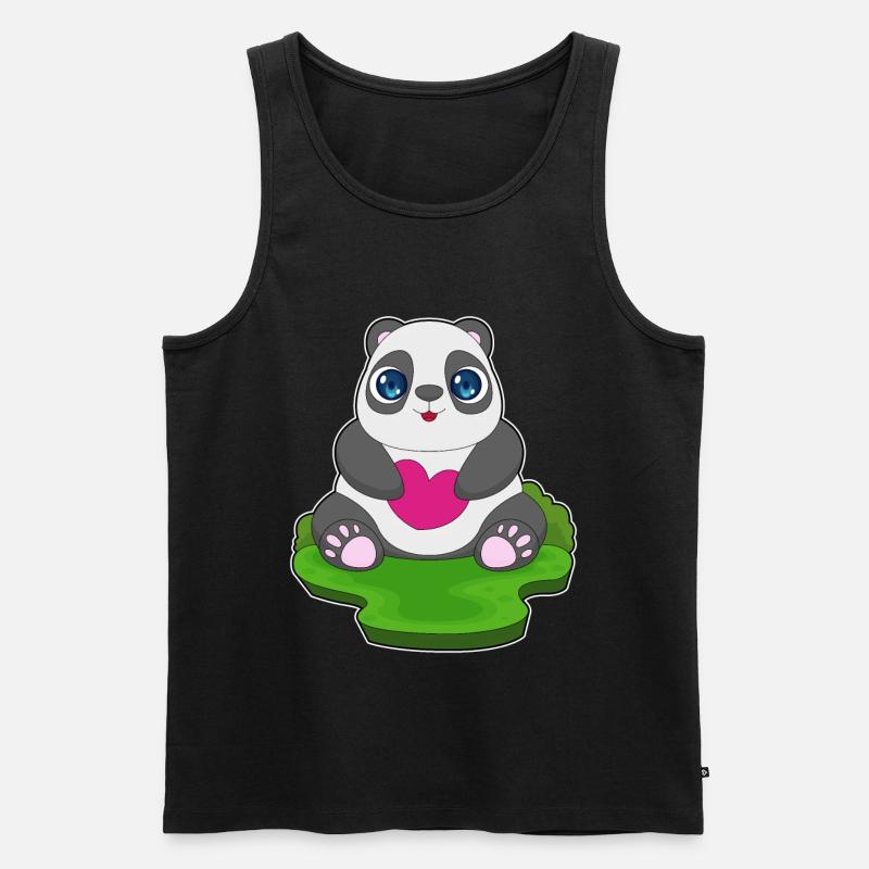 Panda Herz - Männer Premium Bio Tank Top - Schwarz