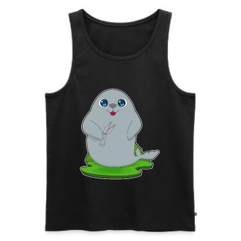 Seal Hairdresser Scissors - Men's Premium Organic Tank Top - black - Front - AI Model Male 178 light (178cm)
