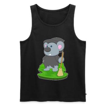 Mouse Witch Broom - Men's Premium Organic Tank Top - black - Front - Michal (187cm)