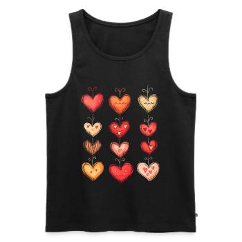 Heart Pattern Valentine's Day Heart Pattern Gift - Men's Premium Organic Tank Top - black - Front - AI Model Male 178 light (178cm)