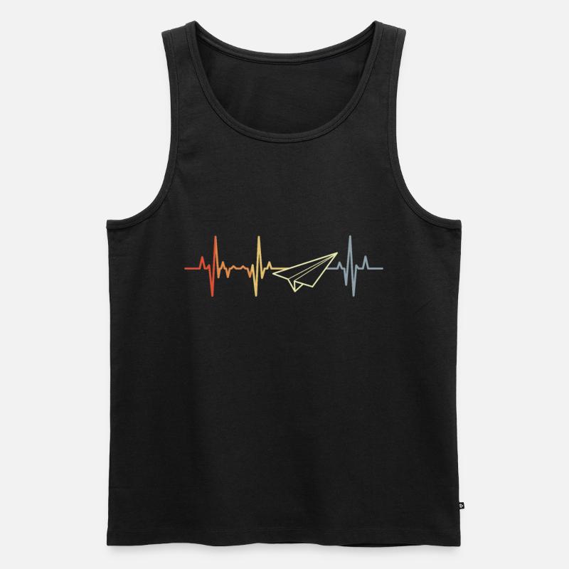 Papierflugzeug Herzfrequenz - Männer Premium Bio Tank Top - Schwarz