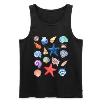 Sea Shell T-Shirt – farbenfrohes hawaiianisches Muster - Männer Premium Bio Tank Top - Schwarz - Vorne - AI Model Male 178 light (178cm)