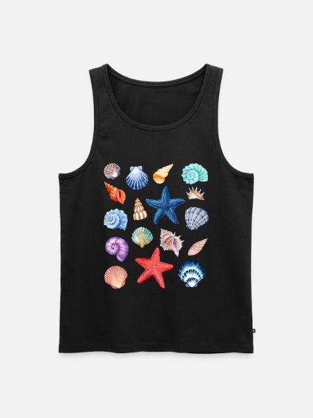 T-shirt coquillage Motif hawaïen coloré - Débardeur bio Premium Homme - noir