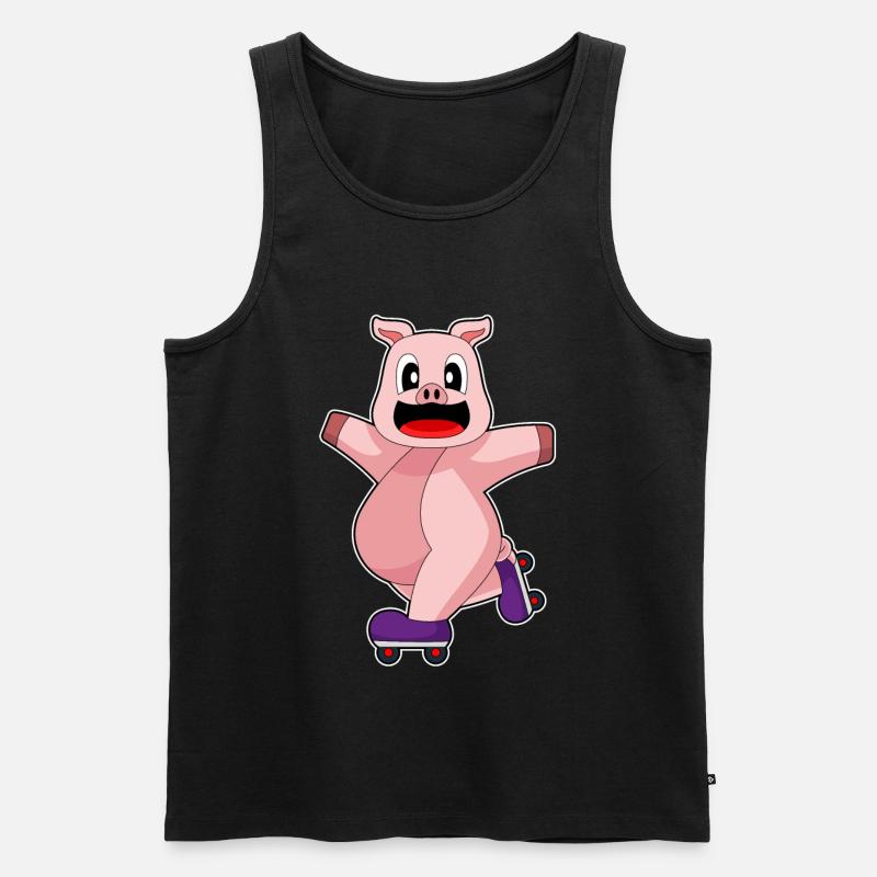 Schwein Inline skating Rollschuhe - Männer Premium Bio Tank Top - Schwarz
