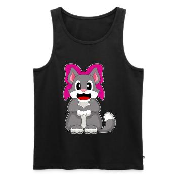 Katze Haarschleife - Männer Premium Bio Tank Top - Schwarz - Vorne - Michal (187cm)