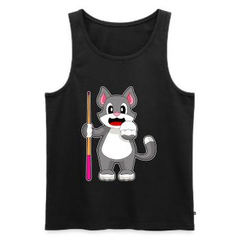 Katze Billiard Queue - Männer Premium Bio Tank Top - Schwarz - Vorne - AI Model Male 178 light (178cm)