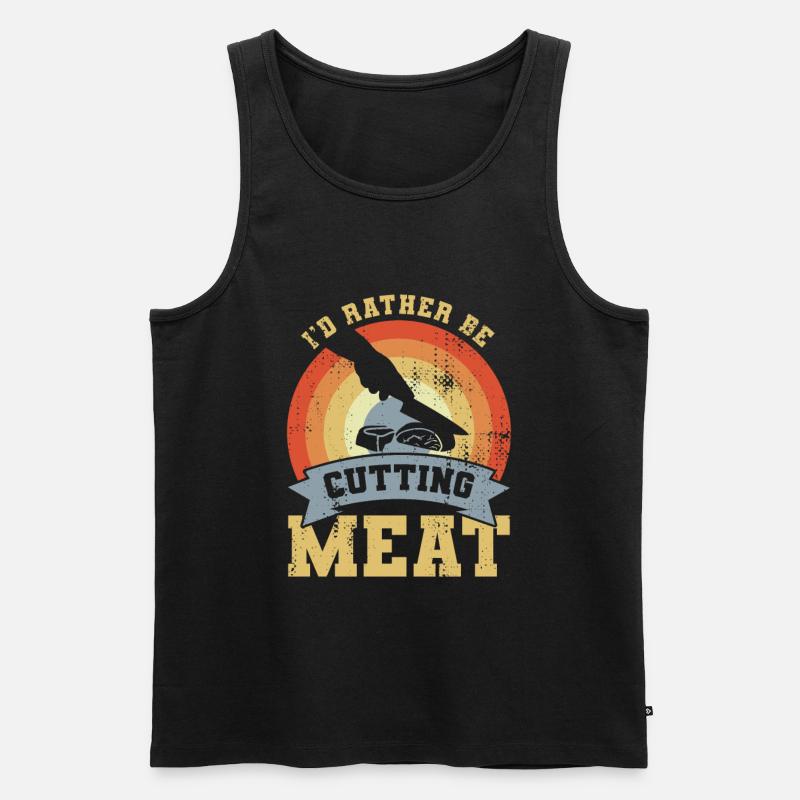 Metzger Witz - Männer Premium Bio Tank Top - Schwarz