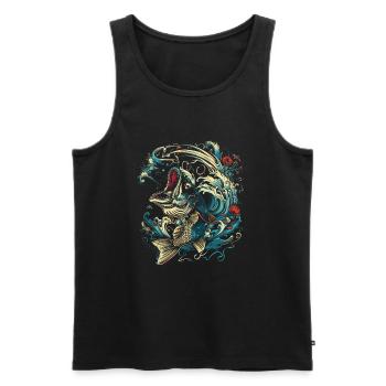 Style de dessin animé de pêche - Débardeur bio Premium Homme - noir - Devant - Michal (187cm)