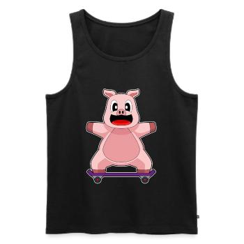 Pig Skater Skateboard - Men's Premium Organic Tank Top - black - Front - Michal (187cm)