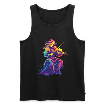Violin Girl Retrowave - Men's Premium Organic Tank Top - black - Front - Michal (187cm)