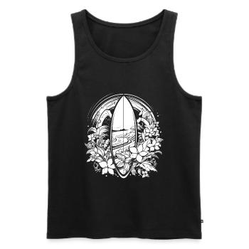 Planche de surf style bande dessinée - Débardeur bio Premium Homme - noir - Devant - AI Model Male 178 light (178cm)
