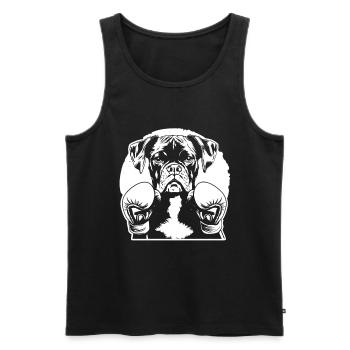 Boxer - Männer Premium Bio Tank Top - Schwarz - Vorne - AI Model Male 178 light (178cm)