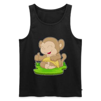 Affe Banane  - Männer Premium Bio Tank Top - Schwarz - Vorne - Michal (187cm)
