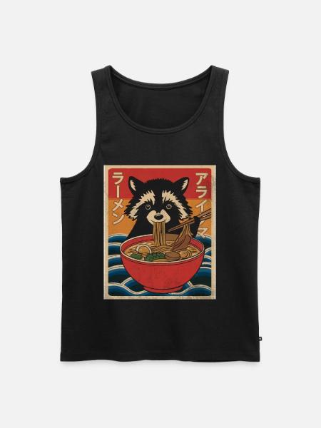 Kawaii Raccoon Ramen Funny Japanese Anime - Men's Premium Organic Tank Top - black
