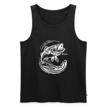 Style de dessin animé de pêche - Débardeur bio Premium Homme - noir - Devant - Michal (187cm)