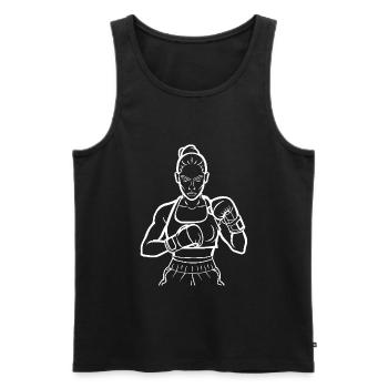 Female Boxer Line Art - Men's Premium Organic Tank Top - black - Front - AI Model Male 178 light (178cm)