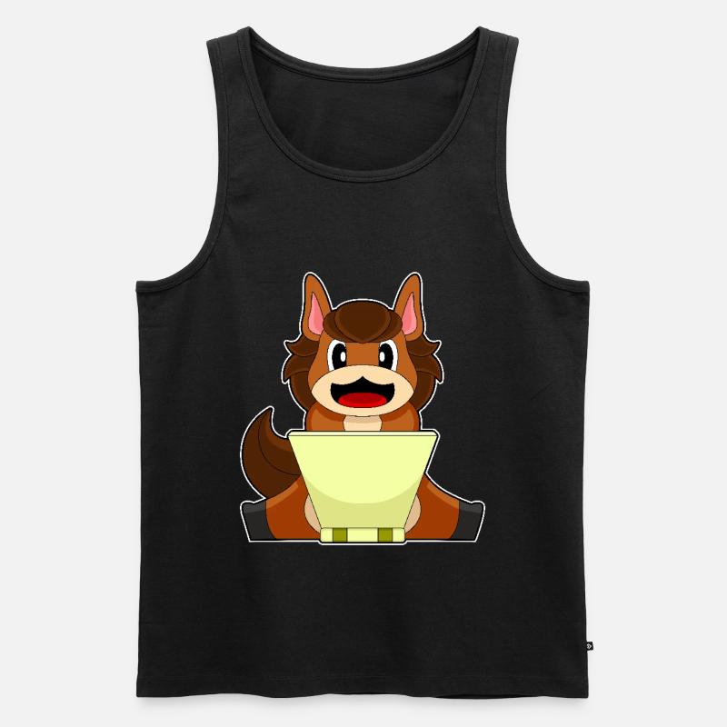 Pferd Laptop - Männer Premium Bio Tank Top - Schwarz
