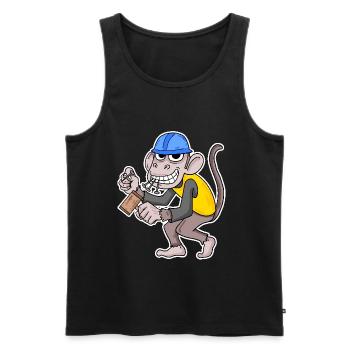 Baustelle Affe lustig Handwerker - Männer Premium Bio Tank Top - Schwarz - Vorne - AI Model Male 178 light (178cm)