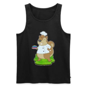 Gâteau d’anniversaire d’écureuil - Débardeur bio Premium Homme - noir - Devant - Michal (187cm)