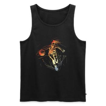 Retro Basketballerin Line Art - Männer Premium Bio Tank Top - Schwarz - Vorne - AI Model Male 178 light (178cm)