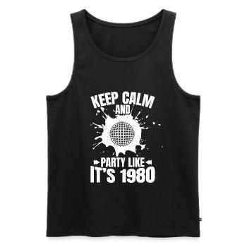 Keep calm and celebrate like in 1980 - Men's Premium Organic Tank Top - black - Front - AI Model Male 178 light (178cm)
