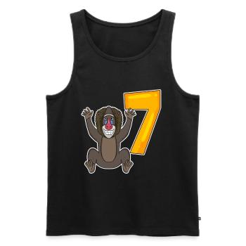 Motif Singe 7ème Anniversaire - 7 ans - Débardeur bio Premium Homme - noir - Devant - Michal (187cm)